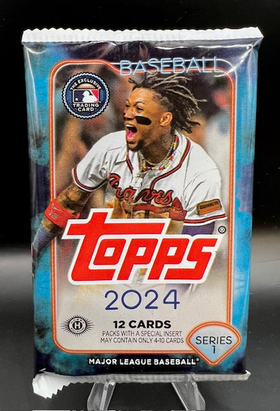 SINGLE Pack of 2024 Topps Series 1 Baseball Hobby Box (12 cards per pack)