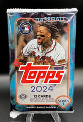 SINGLE Pack of 2024 Topps Series 1 Baseball Hobby Box (12 cards per pack)
