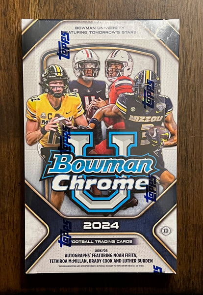 2024 Bowman Chrome University Football Factory Sealed Hobby Box (24 packs, 4 cards per pack)