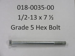 018-0035-00 Bad Boy Wheel Bolt 1/2"-13 x 7-1/2" Grade 5 Hex Bolt