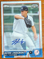 2015 TOPPS PRO DEBUT #77 JACOB LINDGREN GCL NEW YORK YANKEES AUTO ROOKIE RC