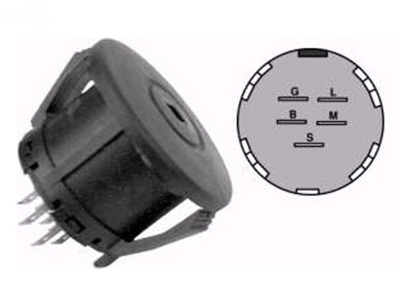 Rotary 9655. SWITCH IGNITION JOHN DEERE AM132808.  MTD 725-04228.  BAD BOY 077-8076-00.