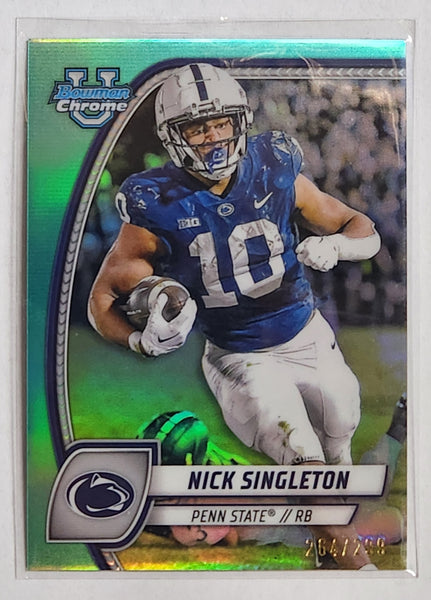 2024 Topps Chrome Bowman University Nick Singleton #188 Aqua Refractor /299 Rookie