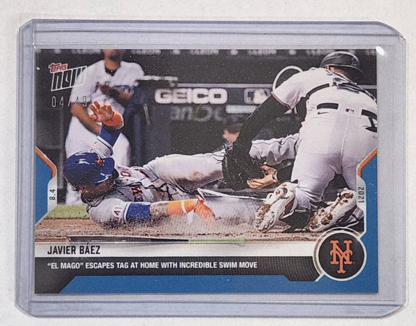 2021 Topps Now Javier Baez Blue Parallel /49 New York Mets #615