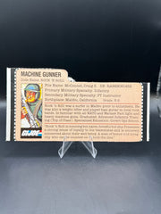 GI Joe Machine Gunner File Card VI Rock 'N Roll 1982
