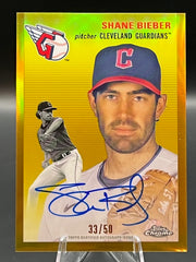 2023 Topps Chrome Platinum - Shane Bieber CPA-SB Gold Refractor Auto /50