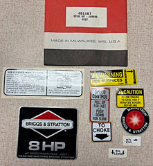 491181 DECAL KIT 8 HP Briggs & Stratton OEM Genuine Part 190400 8727