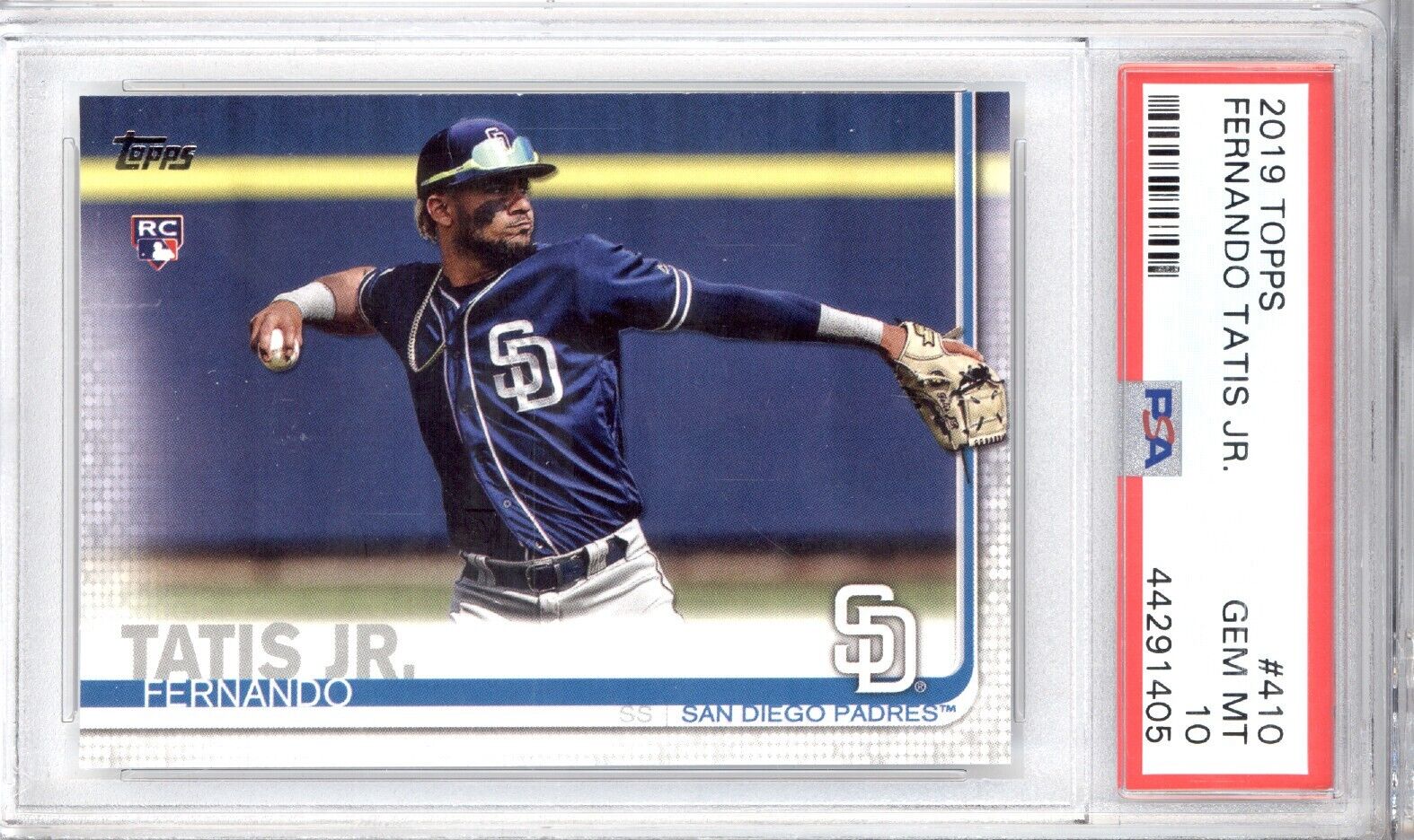 Fernando Tatis Jr (San Diego Padres) 2019 Topps Series 2 Baseball #410 RC  Rookie Card - PSA 10 GEM MINT