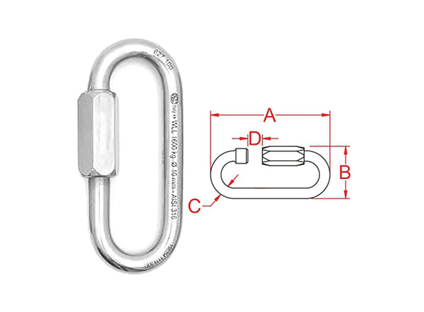 Rotary 16986 QUICK LINK OVAL LONG 4.15" 