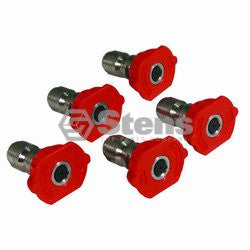 STENS 758-058.  1/4" Composite Spray Nozzle / 3.0 Size, Red, 5 Pack