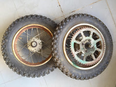 Set of 10" Mini Bike Spoke Wheels & Tires Rupp / Fox / Indian (54 tooth sprocket) - Vintage - Used
